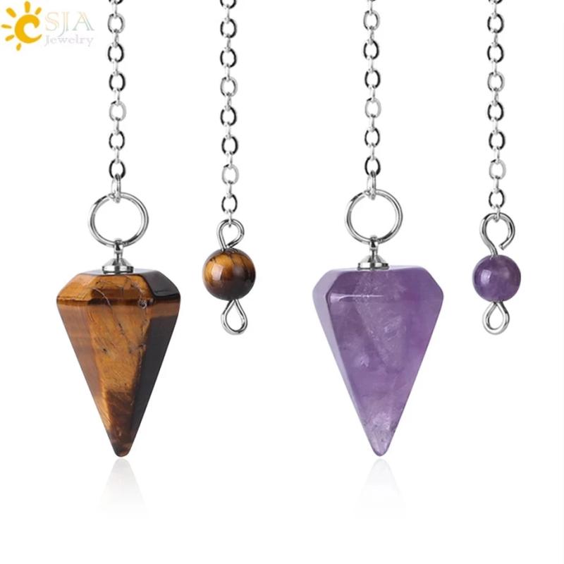 Pendule de guérison Reiki | Pendentif de radiesthésie en pierre naturelle et cristal