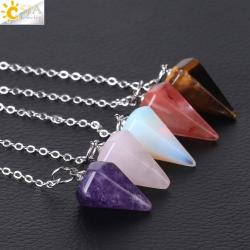 Pendule de guérison Reiki | Pendentif de radiesthésie en pierre naturelle et cristal