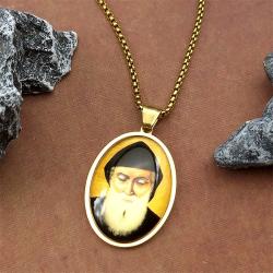 Collier avec médaille de Saint Charbel | Cadeau orthodoxe
