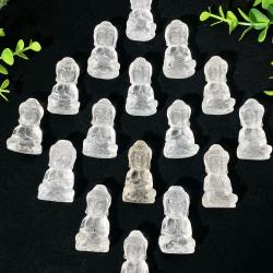 Sitzender Buddha aus klarem Quarz – Natürliche Schnitzerei und Heilkristall