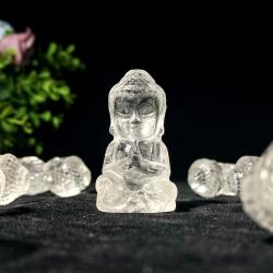 Sitzender Buddha aus klarem Quarz – Natürliche Schnitzerei und Heilkristall