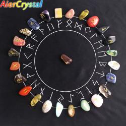 Set di pietre runiche di cristallo (25 pezzi) - Quarzo, Agata per la guarigione Reiki