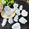 Cristallo di celestina naturale: pietra grezza e cluster di druse (3,5-4 cm)