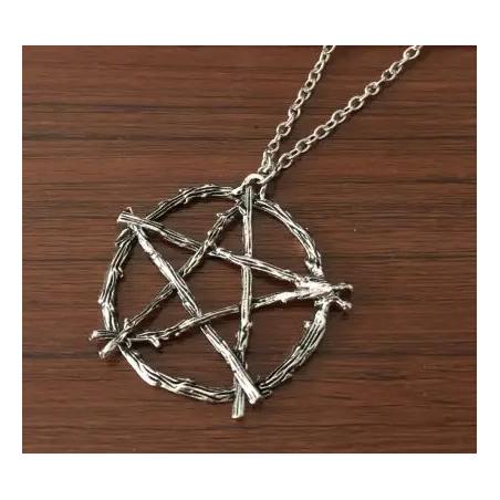 Collana con pentagramma gotico | Ciondolo con spine di rovo e stregoneria