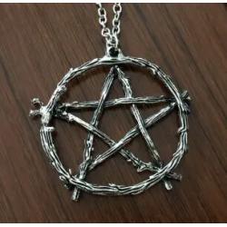 Collana con pentagramma gotico | Ciondolo con spine di rovo e stregoneria