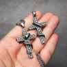 Collana con croce e serpente in acciaio inossidabile - Gioielli punk e alla moda