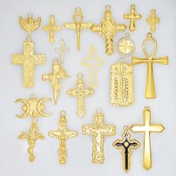 Vergoldete Kreuz- und Ankh-Anhänger | DIY-Schmuckzubehör