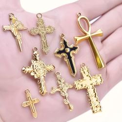 Vergoldete Kreuz- und Ankh-Anhänger | DIY-Schmuckzubehör