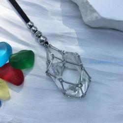 Collier pendentif ajustable en maille | Support et cage pour cristal
