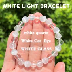 Bracelet de guérison par la lumière blanche : quartz, sélénite et quartz clair