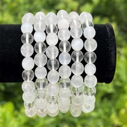 Braccialetto curativo con luce bianca: quarzo, selenite e quarzo ialino