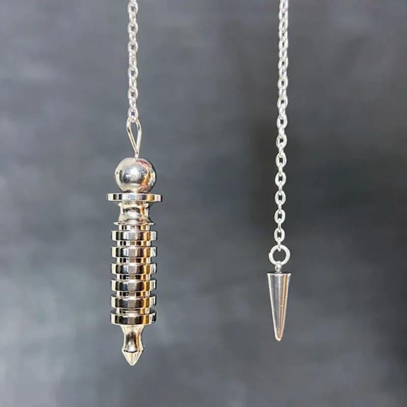 Pendule en métal argenté pour la divination et les soins Reiki