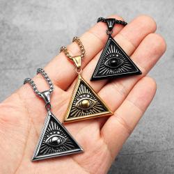 Collana con occhio massonico in acciaio inossidabile - Vintage e potente