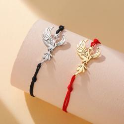 Phönix-Amulett-Armband: Übernatürliche Energie, Goldfarbener Edelstahl
