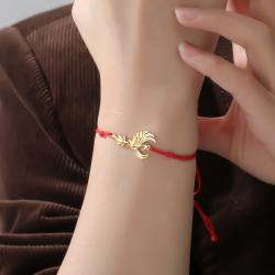 Phönix-Amulett-Armband: Übernatürliche Energie, Goldfarbener Edelstahl