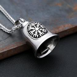 Vintage Stainless Steel Bell Charm Necklace for Men