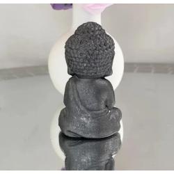 Siyah Şungit Buda Heykeli: Reiki ve Feng Shui Enerji Dekoru