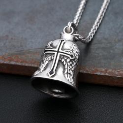 Vintage Stainless Steel Bell Charm Necklace for Men