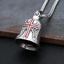Vintage Stainless Steel Bell Charm Necklace for Men