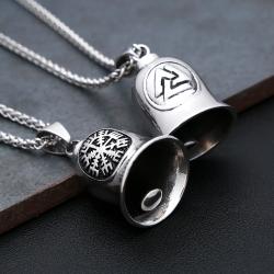 Vintage Stainless Steel Bell Charm Necklace for Men