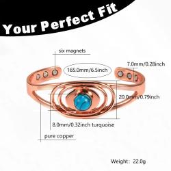 Copper Magnetic Bracelets for Women | Blue Stone Open Cuff Bangles