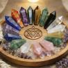 Ensemble tour de cristal d'améthyste et de quartz - Pendule et baguette de guérison