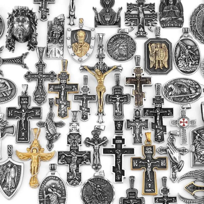 Collier Viking Tueur de Dragons - Pendentif Croix en Acier Inoxydable
