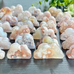 Sculture in pietra naturale: ciliegio, muschio, avventurina e fluorite