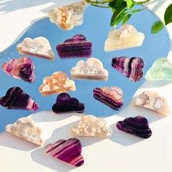 Sculture in pietra naturale: ciliegio, muschio, avventurina e fluorite