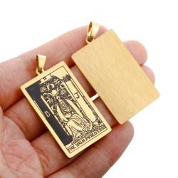 Ciondoli con carte dei tarocchi | Collana retrò in acciaio inossidabile