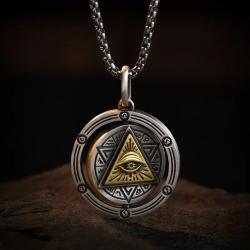 Pendentif œil protecteur rotatif | Collier amulette égyptienne pour homme