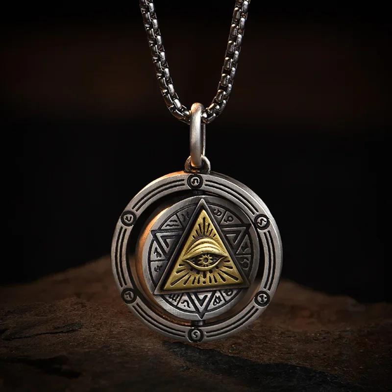 Pendentif œil protecteur rotatif | Collier amulette égyptienne pour homme