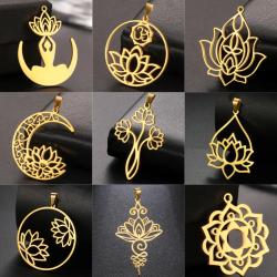 Set di collana e orecchini con ciondolo Unalome e Lotus - Creazione di gioielli buddisti