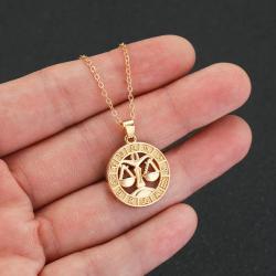 Sternzeichen-Halskette für Damen - Vintage-Amulett, vergoldet