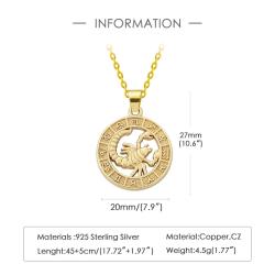 Sternzeichen-Halskette für Damen - Vintage-Amulett, vergoldet