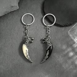 Porte-clés dents de loup blanc | Breloque tendance pour sacs et clés