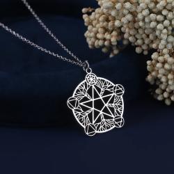 Wicca-Pentagramm-Anhänger-Halskette aus Edelstahl – Unendlichkeit & Ewigkeit...
