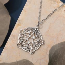 Wicca-Pentagramm-Anhänger-Halskette aus Edelstahl – Unendlichkeit & Ewigkeit...
