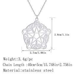 Wicca-Pentagramm-Anhänger-Halskette aus Edelstahl – Unendlichkeit & Ewigkeit...