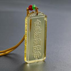 Pendentif en verre Namo Amitabha : amulette bouddhiste pour la méditation et la guérison