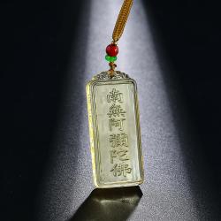 Pendentif en verre Namo Amitabha : amulette bouddhiste pour la méditation et la guérison