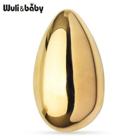Broches géométriques en forme d'œuf pour femmes et hommes - Wuli&Baby en acier inoxydable