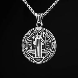 Halskette mit St.-Benedikt-Kreuz-Anhänger aus Edelstahl – für Damen und Herren