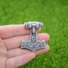Viking Mjolnir Hammer Pendant Necklace - Odin & Raven Talisman