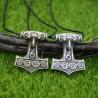 Viking Mjolnir Hammer Pendant Necklace - Odin & Raven Talisman