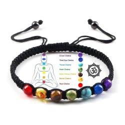 Braccialetto curativo dei 7 chakra - Pietra naturale, fatto a mano e intrecciato