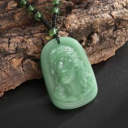 Collana con ciondolo vintage in ossidiana di Gesù - Gioielli cattolici spirituali