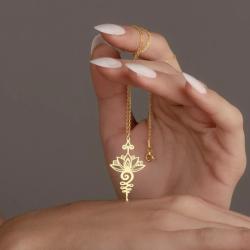 Lotus Unalome Kolye | Paslanmaz Çelik Meditasyon Takısı