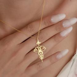 Collier Lotus Unalome | Bijou de méditation en acier inoxydable