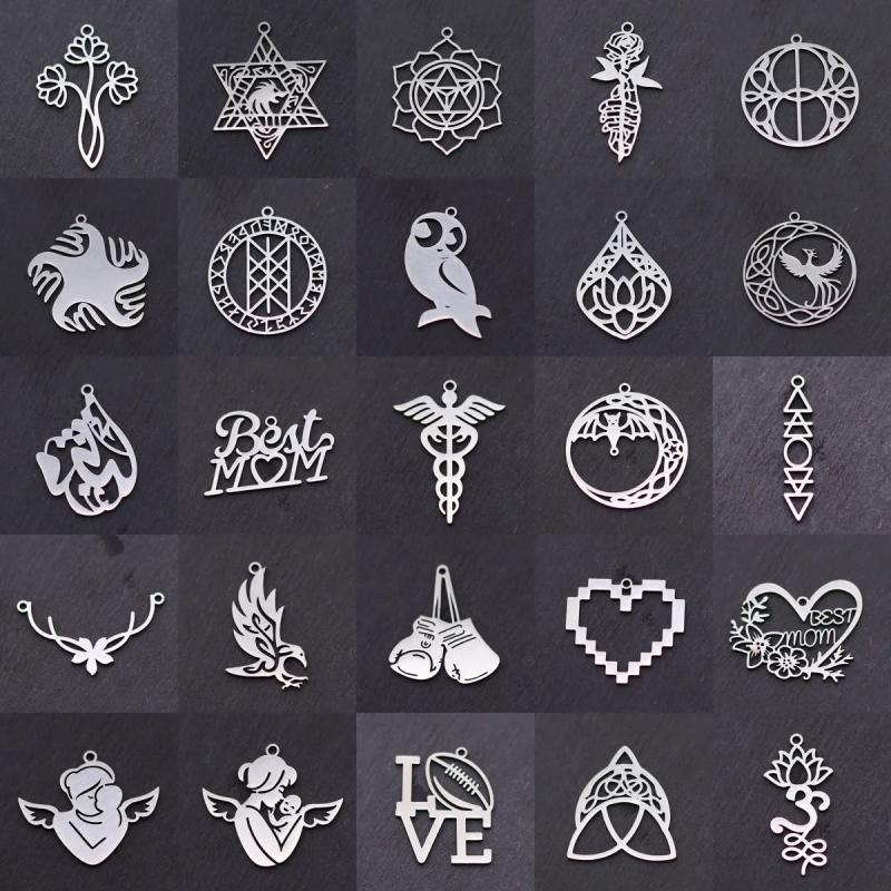 DIY-Charm-Set: Hexenknoten-, Lotus- und Vogelanhänger zum Armbandbasteln